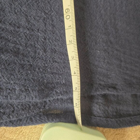 Johnny Was Calme Navy Blue Cold-Shoulder Boho Peasant Blouse with Pom-Pom Tie S - Picture 7 of 9